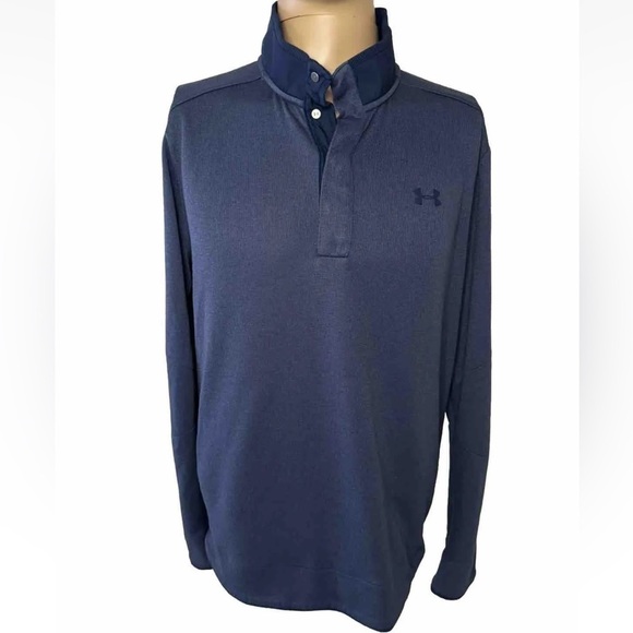 Under Armour Golf Men's Storm ColdGear Pullover Navy Blue Sweater Large 1/4 Snap - Picture 1 of 13